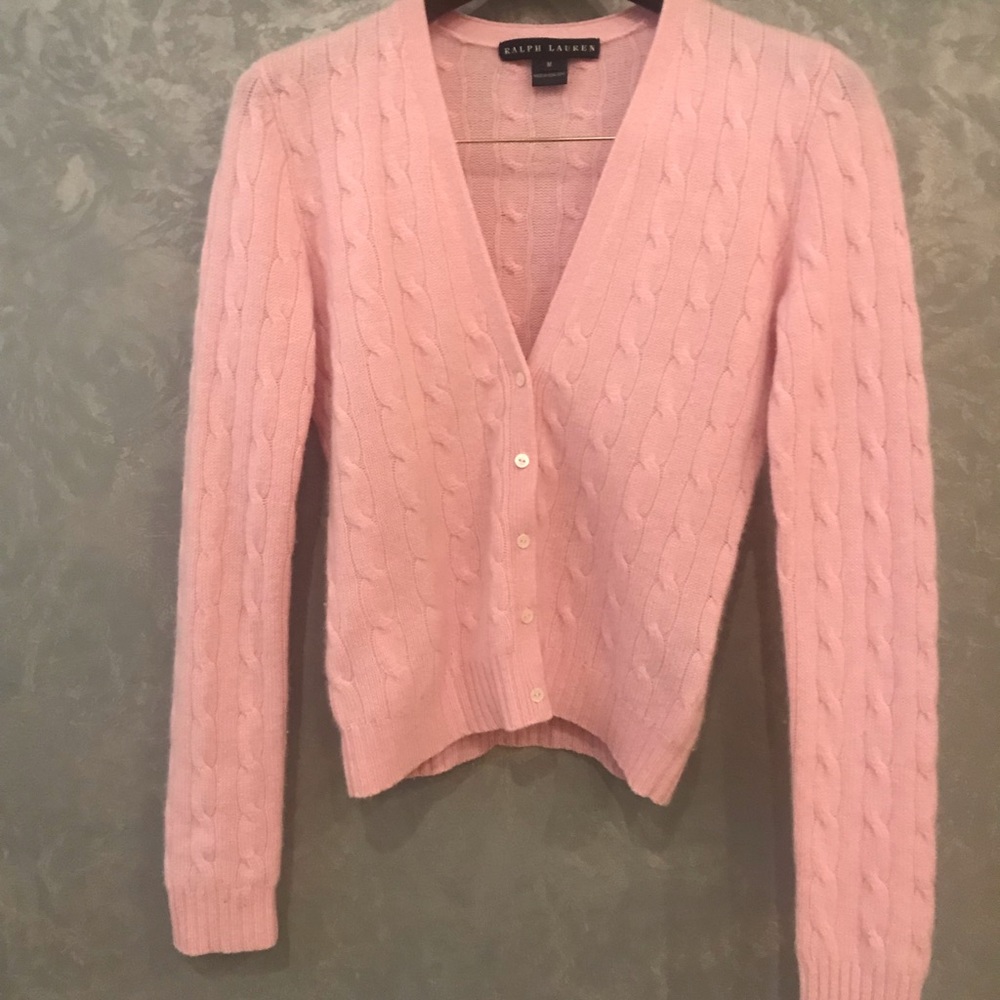 Ralph Lauren pink cashmere sweater/cardigan